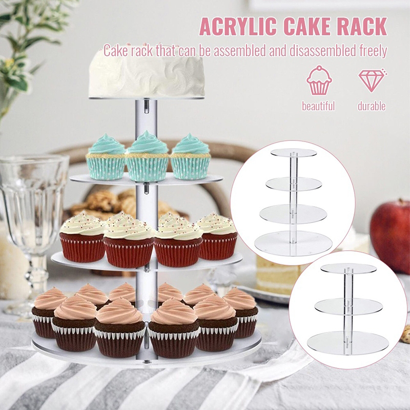 Cupcake Stand Tier - ชั้นวางคัพเค้กอะคริลิคทรงกลม 1 ชิ้น 3/4/5 ชั้น ใส