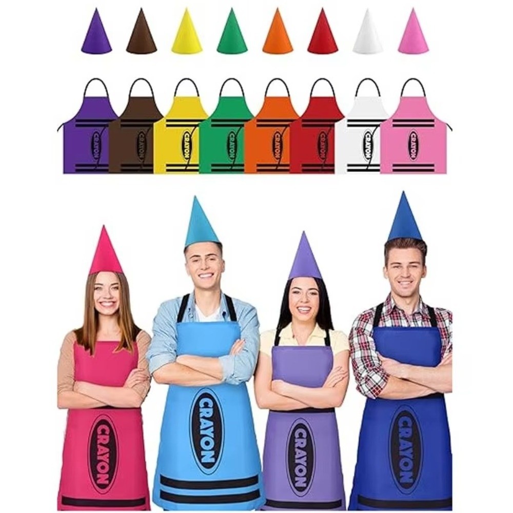 Party Hat Cone - ชุดตุ๊กตาโนมธีมสีสันสดใส ชุดแฟนซีตลกๆ ผ้ากันเปื้อนลายสีเทียน ชุดทำความสะอาด งานศิลปะ งานฝีมือ