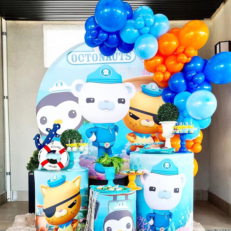 Balloon Arch Kit - ชุดตกแต่งซุ้มลูกโป่ง Octonauts ลายกัปตันบาร์นาเคิลส์และควาซี พร้อมลูกโป่งฟอยล์สีฟ้าและลูกโป่งลาเท็กซ์สีฟ้า สำหรับงานวันเกิดธีมใต้ทะเลสำหรับเด็ก