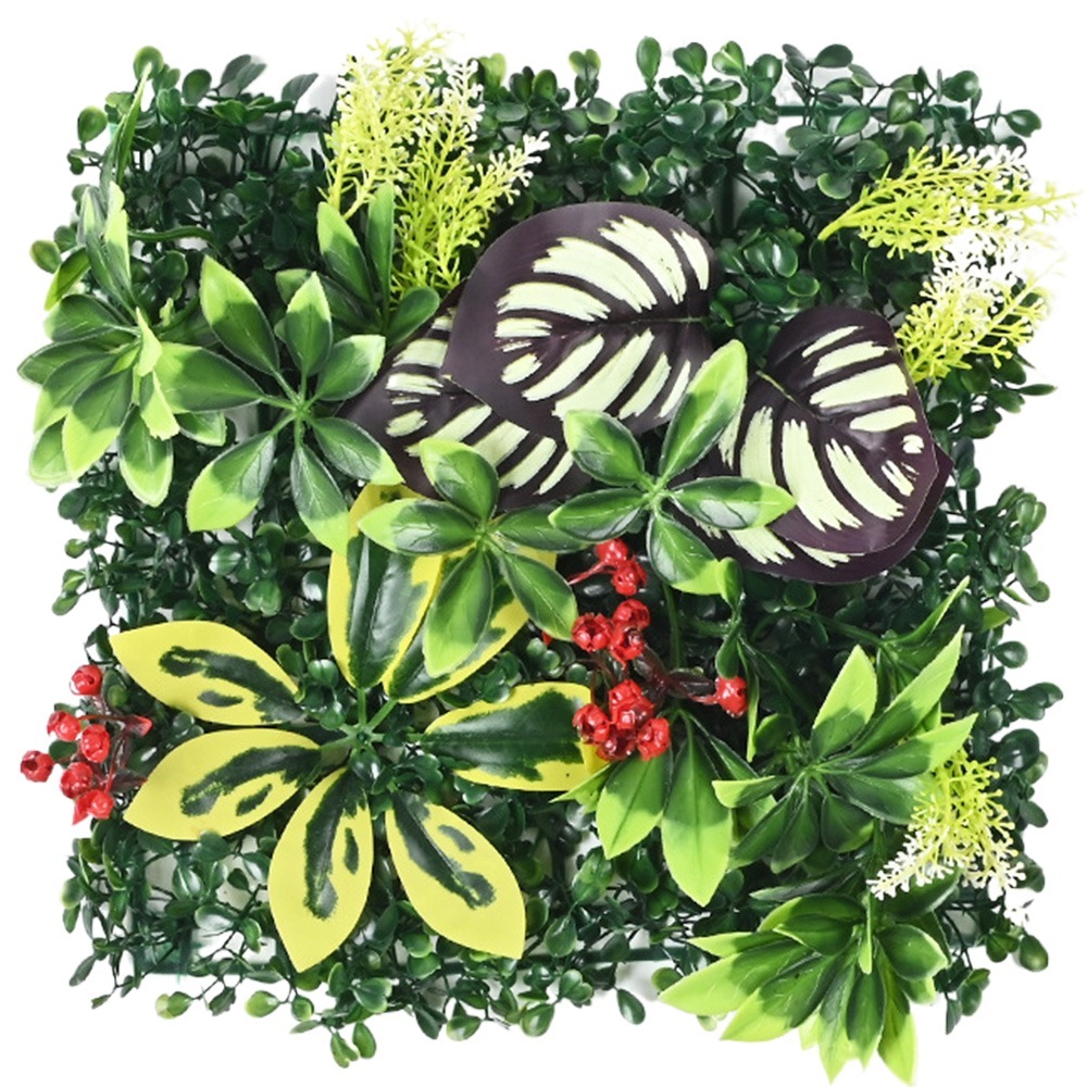 Flower Wall Panel - แผ่นผนังต้นไม้ประดิษฐ์ DIY ป้องกันรังสียูวี ลายใบเมเปิ้ล ไม่ต้องรดน้ำ แผ่นหญ้าเทียมสีเขียว