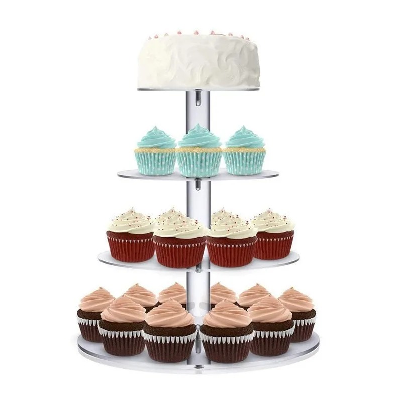 Cupcake Stand Tier - ชั้นวางคัพเค้กอะคริลิคใส 3-5 ชั้น ความจุขนาดใหญ่ สำหรับจัดแสดงขนมหวาน งานแต่งงาน