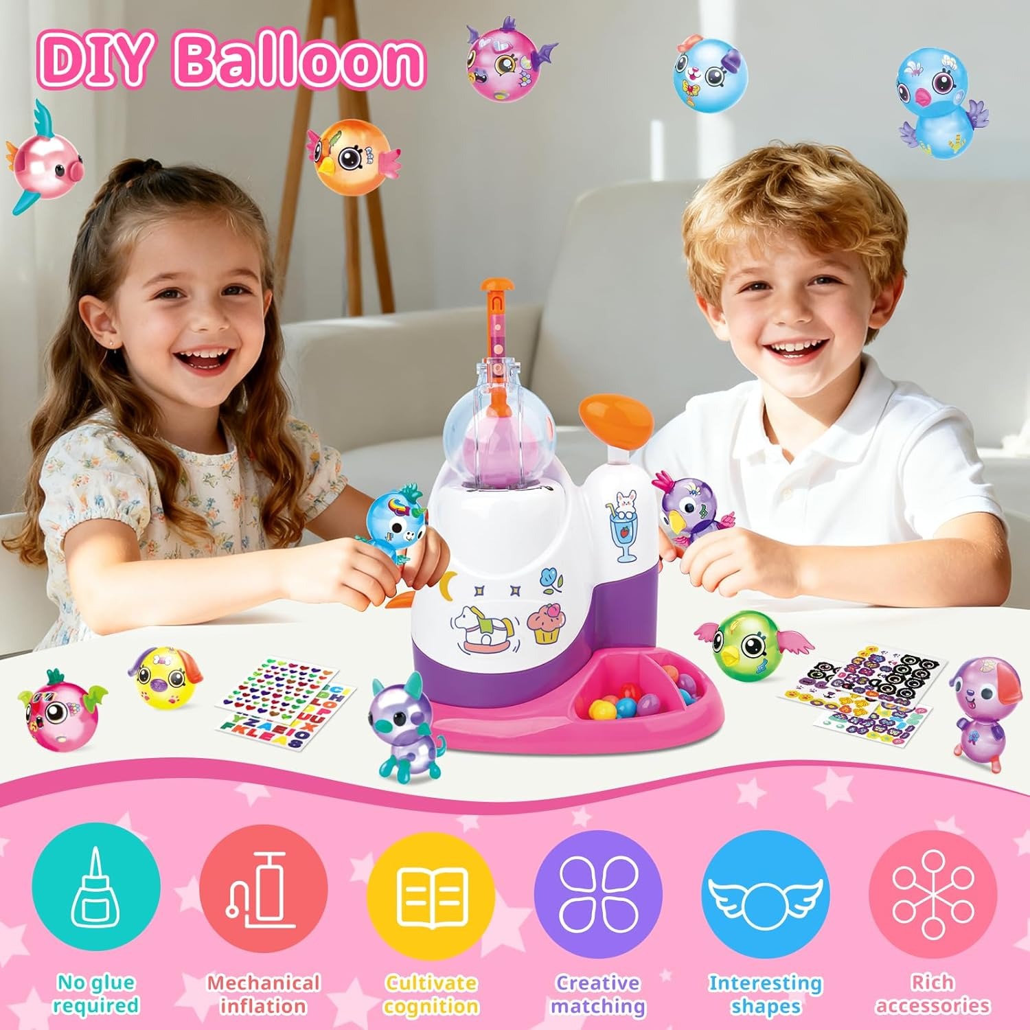 Balloon Pump Hand - ชุดทำสัตว์จากลูกโป่ง DIY พร้อมปั๊มลม ชุดงานฝีมือทำลูกโป่งพร้อมลูกโป่งหลากสีและอุปกรณ์เสริมสำหรับผู้เริ่มต้น