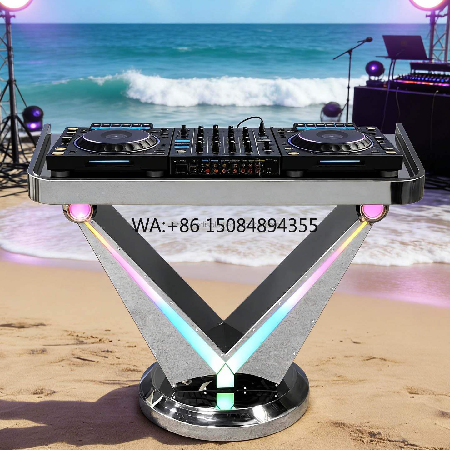 Event Party Dj - โต๊ะดีเจเคลื่อนที่ LiqVis สไตล์ร่วมสมัยสุดหรู พร้อมโลโก้ส่วนตัว กระจก LED