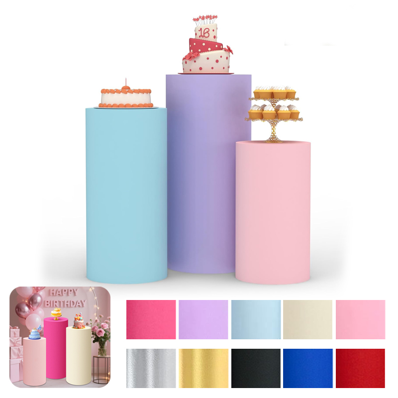Dessert Table Backdrop - ผ้าคลุมเสาทรงกระบอกสำหรับงานแต่งงานสีขาว ผ้าคลุมเสาแบบสแปนเด็กซ์ อุปกรณ์ตกแต่งสำหรับโต๊ะขนม ฉากหลัง ผ้าตกแต่ง