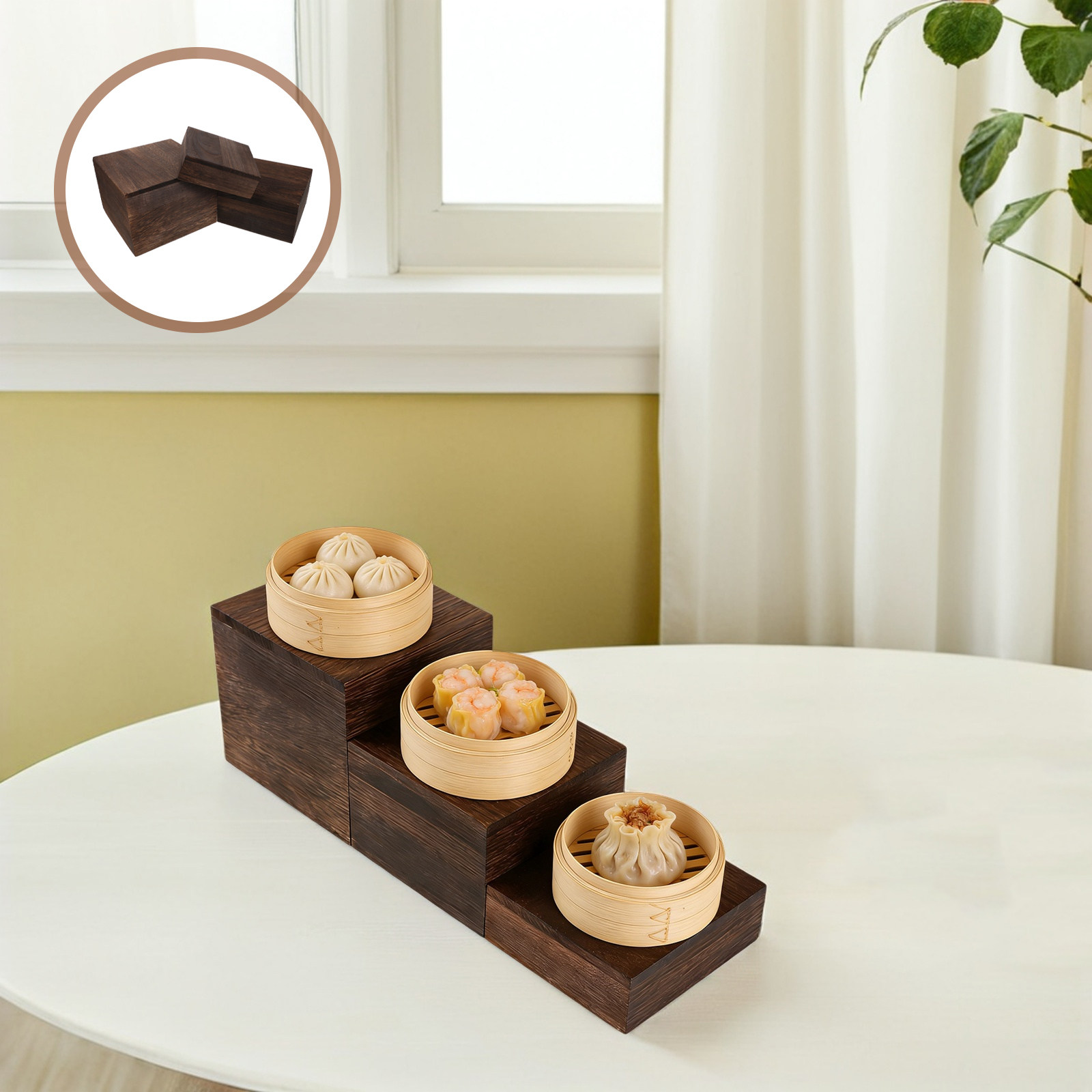 Cupcake Stand Tier - ชุดชั้นวางเค้กไม้สไตล์ชนบท 3 ชิ้น สำหรับงานแต่งงาน งานเลี้ยง ขนมเค้ก