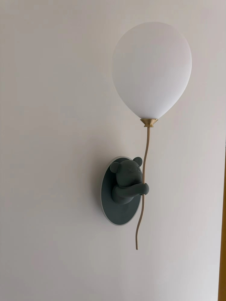 Led Balloon Light - โคมไฟติดผนังรูปหมีสุดสร้างสรรค์ โคมไฟบอลลูนการ์ตูน สำหรับห้องเด็ก ห้องอ่านหนังสือ โคมไฟข้างเตียง โคมไฟติดผนังมาการอง