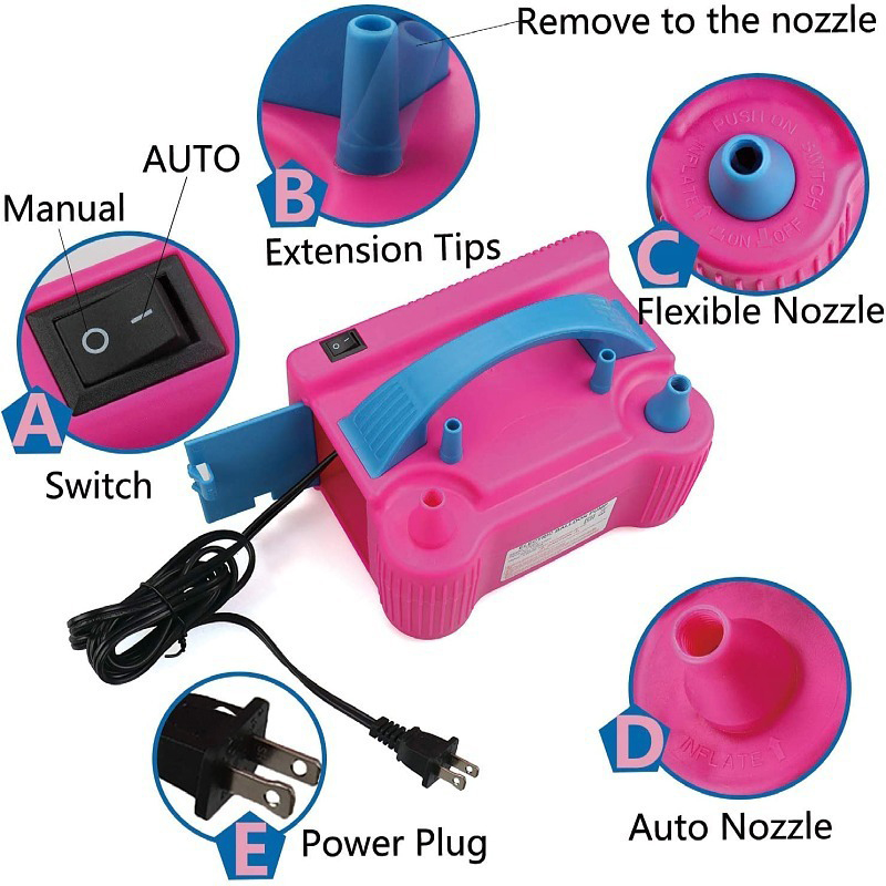 Balloon Pump Hand - 1 ชิ้น, บอลลูนปั๊มลมไฟฟ้าพอง, อุปกรณ์งานเลี้ยงวันเกิด, อุปกรณ์จัดงานแต่งงาน, ปั๊มไฟฟ้าบอลลูนสองชั้น,