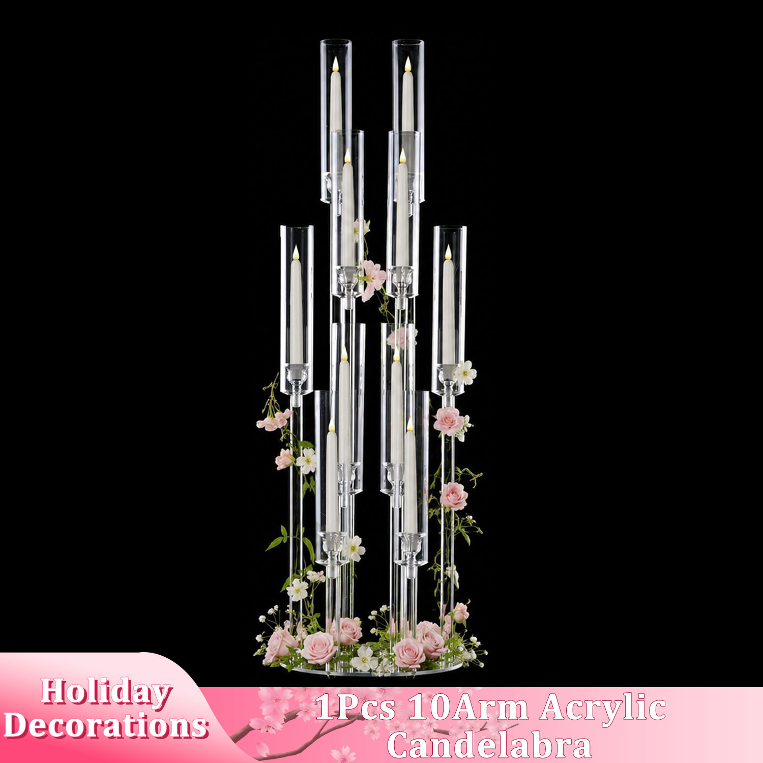 Centerpiece Stick - เชิงเทียนอะคริลิค 10 แขน สูง 37.7 นิ้ว
