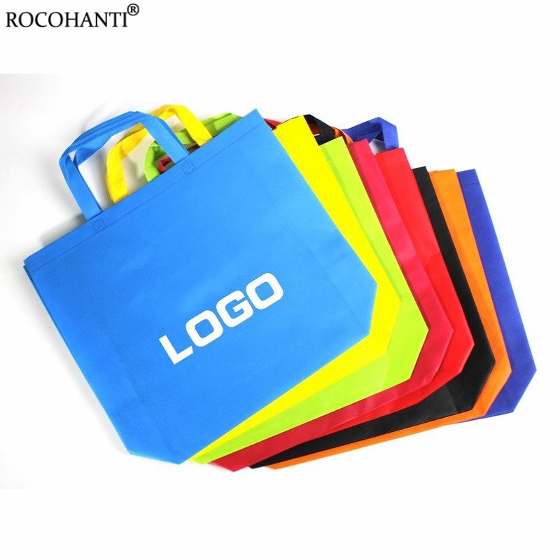 Event Party Shop - 100x โลโก้ที่กําหนดเอง Eco Reusable พับผ้าไม่ทอกระเป๋าของขวัญไม่ทอ Shopping