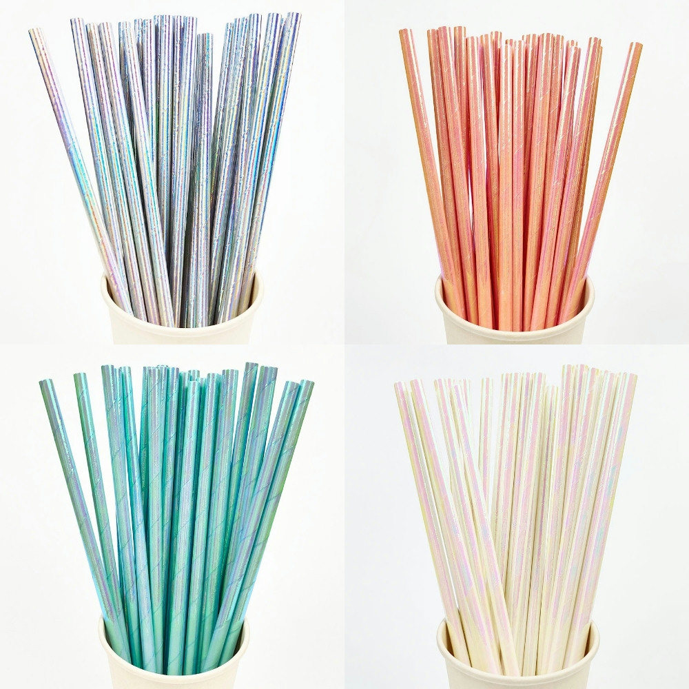 Paper Straw Color - 25ชิ้นสีบรอนซ์หลอดดูดกระดาษไข่มุกหลอดดูดสีชมพูสำหรับดื่มค๊อกเทลงานแต่งงานงานวันเกิดอุปกรณ์ตกแต่งงานเลี้ยงฉลองทารก