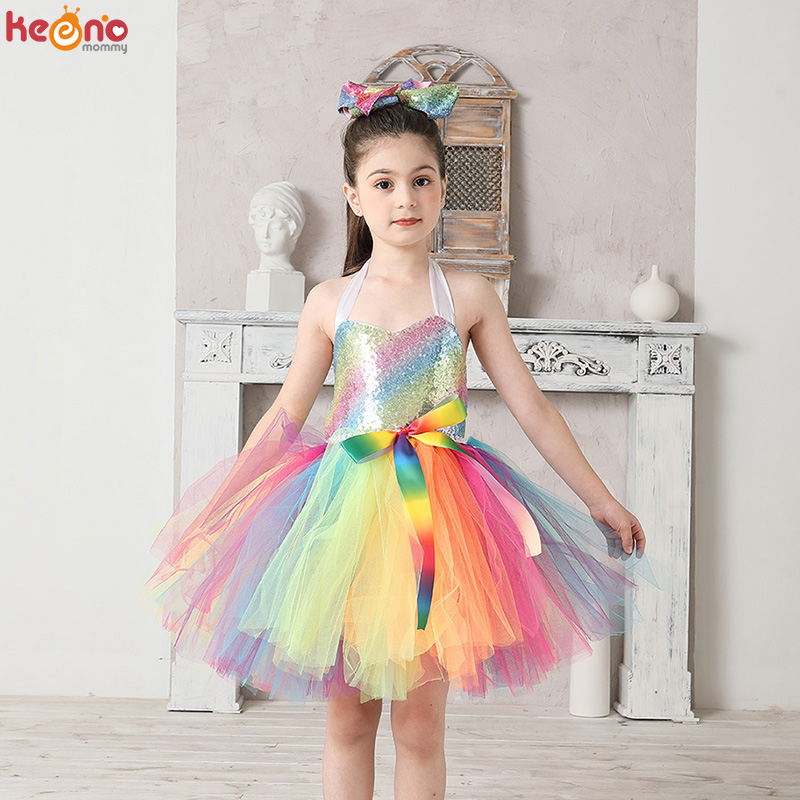 Glitter Tablecloth - Rainbow Sequins สาวเจ้าหญิง Tutu ชุดเด็กงานแต่งงานวันเกิดพรรคประกวด Tulle