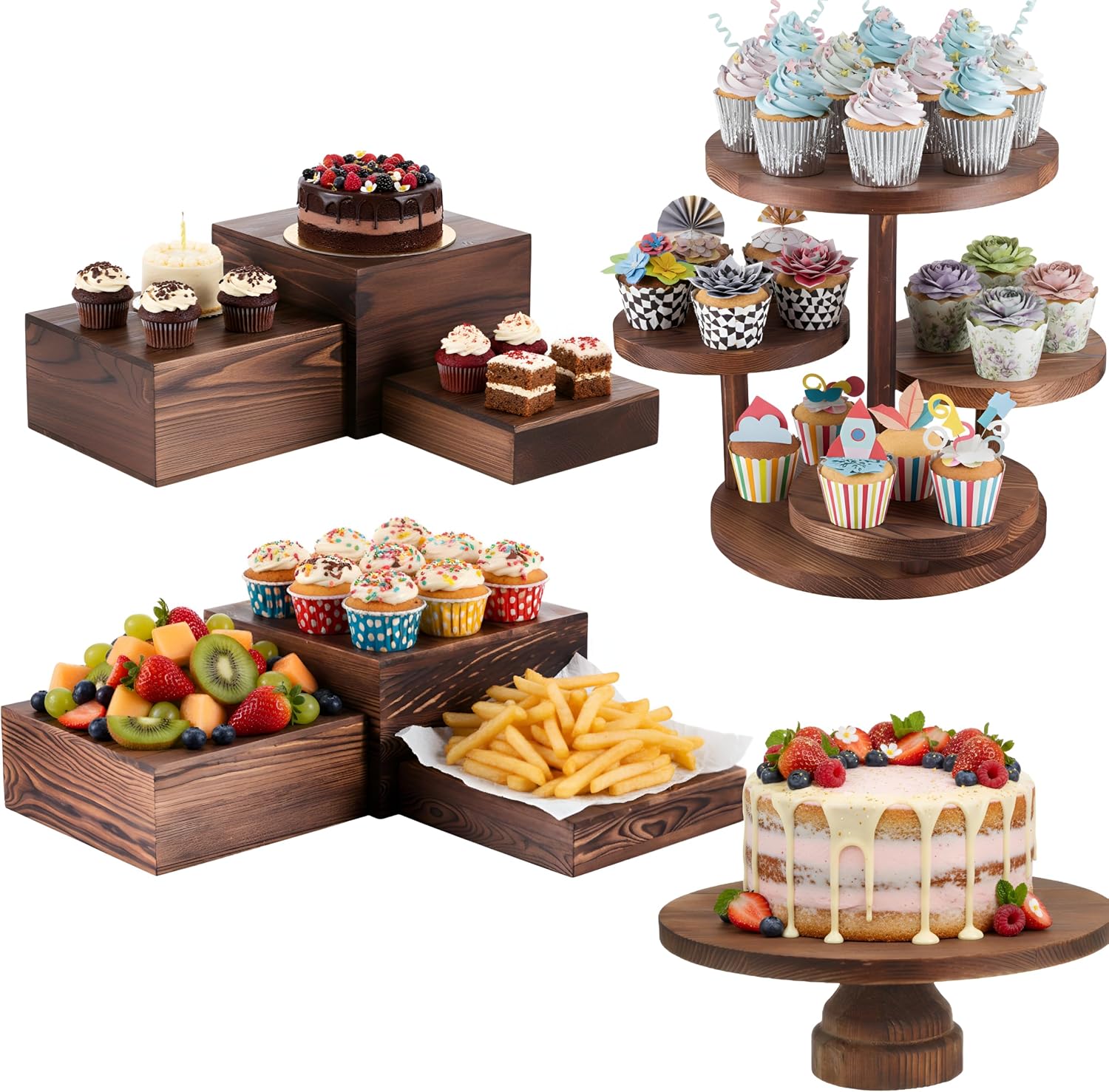 Cupcake Stand Tier - ชุดแท่นวางคัพเค้กทรงกลม 4 ชั้น จำนวน 8 ชิ้น