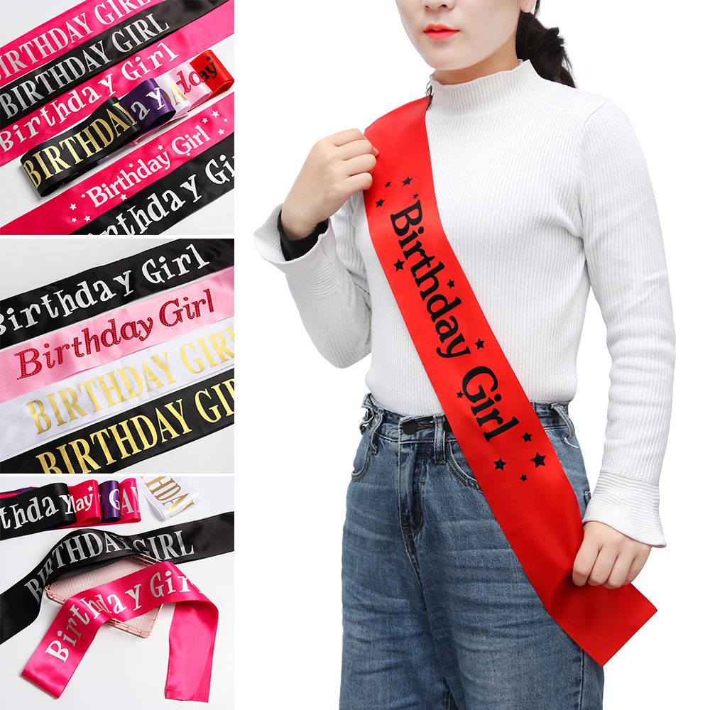 Birthday Sash Glitter - สาววันเกิด Glitter ซาติน SASH ริบบิ้นวันเกิดไหล่ Happy