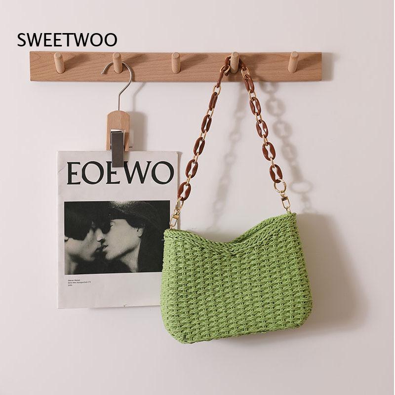 กระเป๋าสะพายไหล่สานสีพื้นแบบโป - Paper Straw Color บทวิจารณ์และราคา