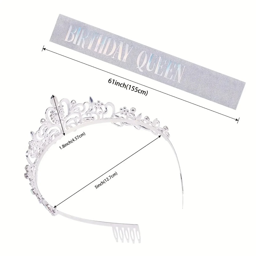 ชุดมงกุฎคริสตัลประดับเพชร 2 ชิ - Birthday Sash Glitter บทวิจารณ์และราคา