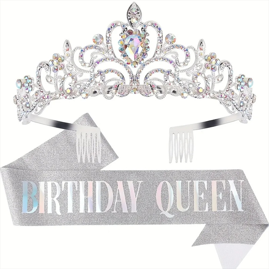 ชุดมงกุฎคริสตัลประดับเพชร 2 ชิ - Birthday Sash Glitter บทวิจารณ์และราคา