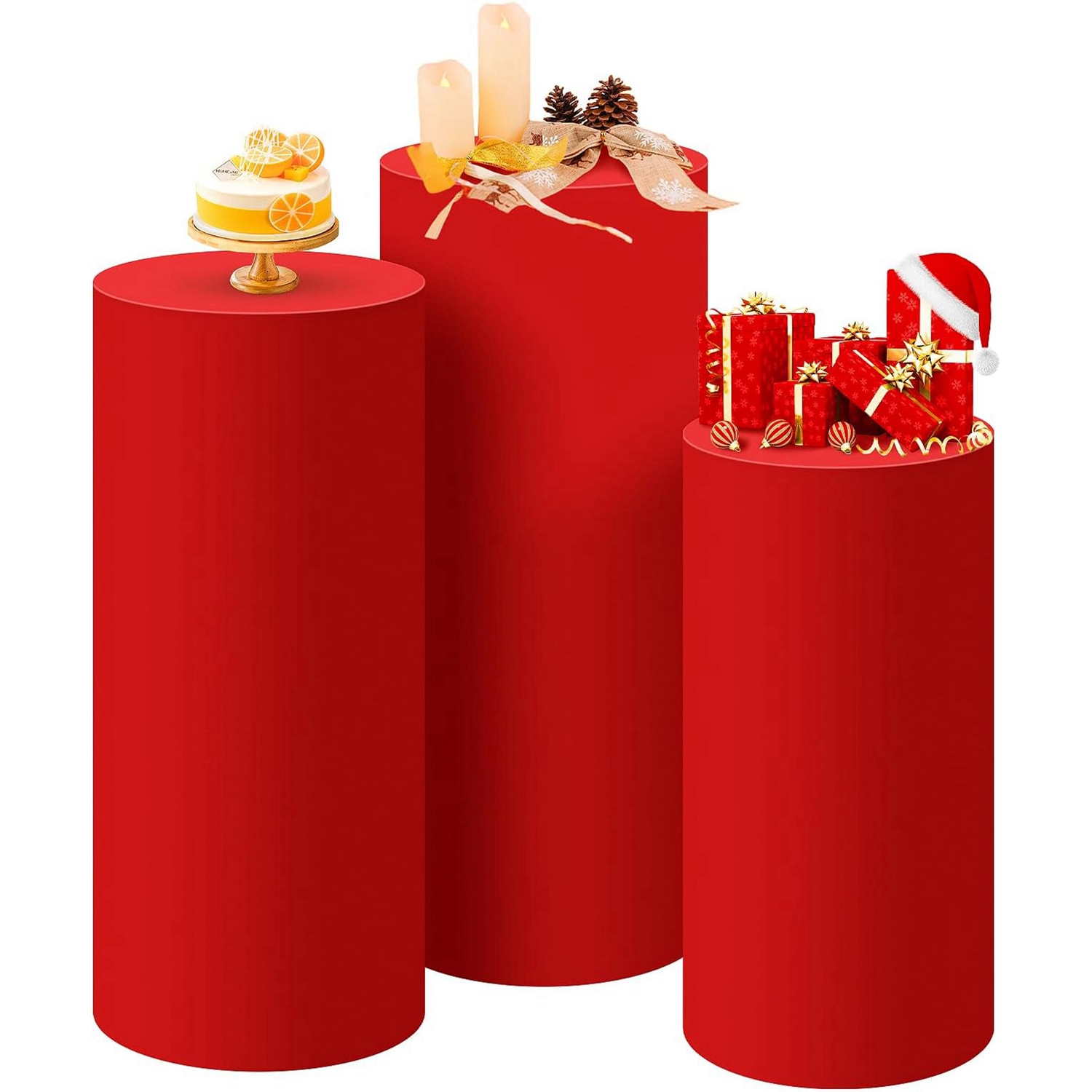 ผ้าคลุมขาตั้งทรงกระบอกสีแดง Ye - Dessert Table Backdrop บทวิจารณ์และราคา