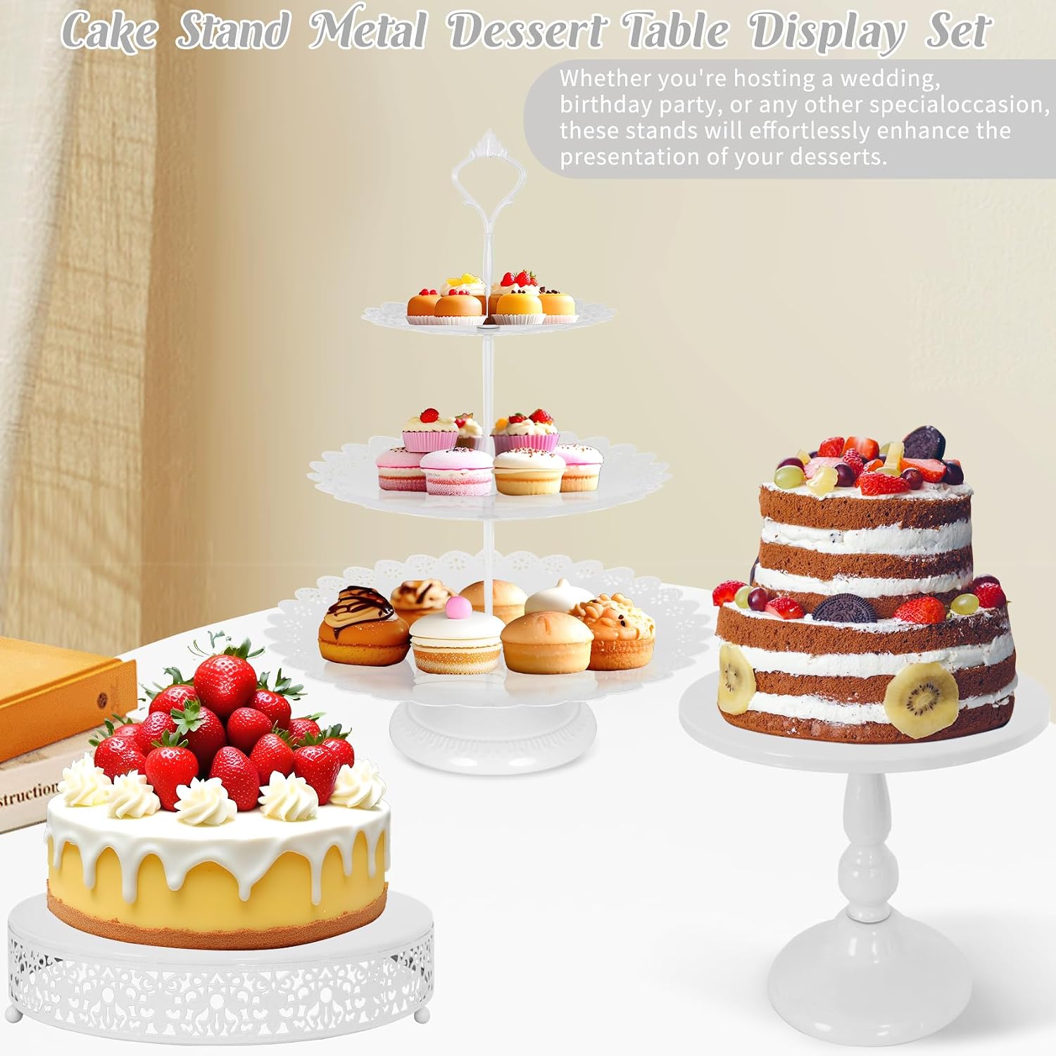 ชุดจัดวางขนมหวานโลหะสีดำ 8 ชิ้ - Cupcake Stand Tier บทวิจารณ์และราคา
