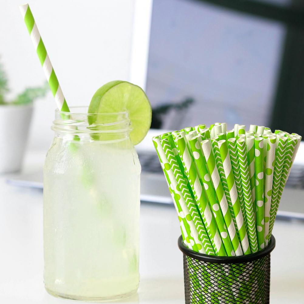 100 ชิ้น หลอดดูดน้ำพิมพ์ลายสีส - Paper Straw Color บทวิจารณ์และราคา