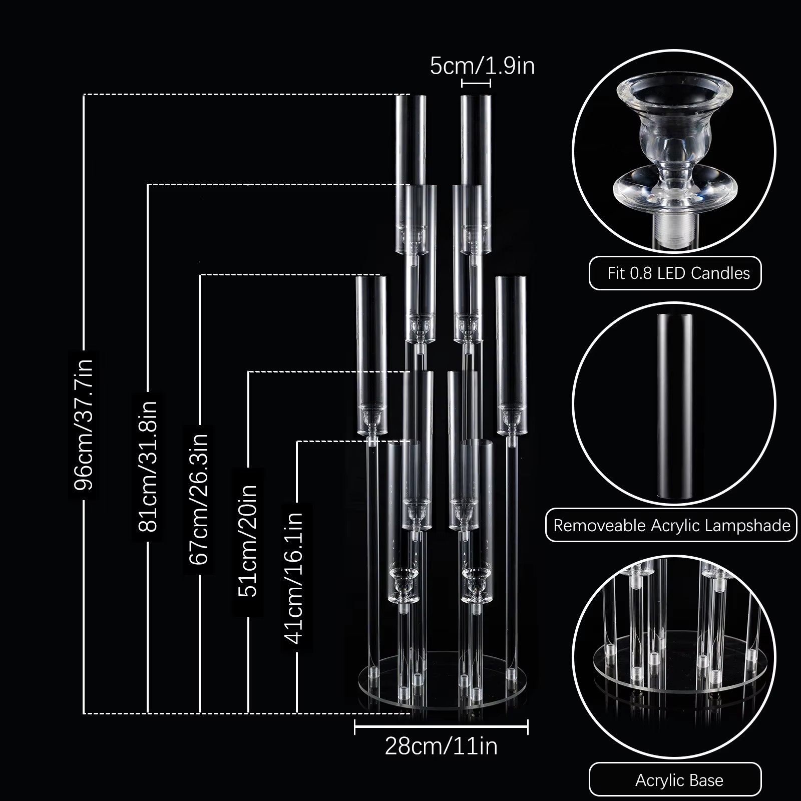 เชิงเทียนอะคริลิค 10 แขน สูง 3 - Centerpiece Stick บทวิจารณ์และราคา