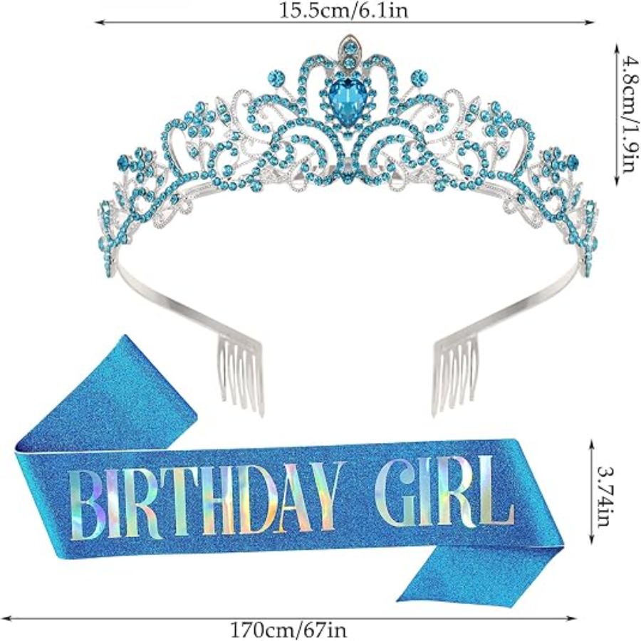 ชุด 2 ชิ้น มงกุฎคริสตัลประดับเ - Birthday Sash Glitter บทวิจารณ์และราคา