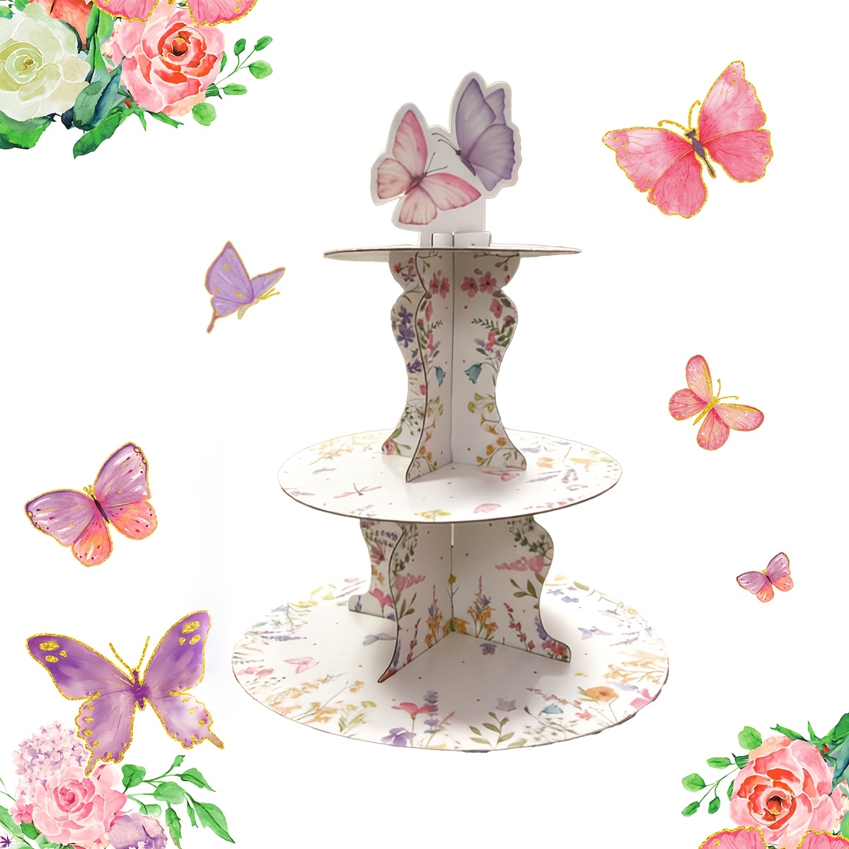 ชั้นวางเค้ก 3 ชั้นลายดอกไม้และ - Cupcake Stand Tier บทวิจารณ์และราคา