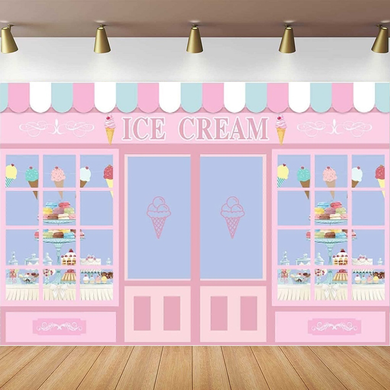ธีมไอศกรีมการถ่ายภาพฉากหลังร้า - Dessert Table Backdrop บทวิจารณ์และราคา