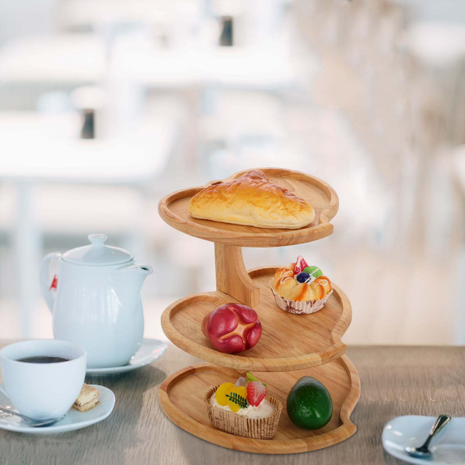 ถาดเสิร์ฟไม้รูปหัวใจ 3 ชั้น สำ - Cupcake Stand Tier บทวิจารณ์และราคา