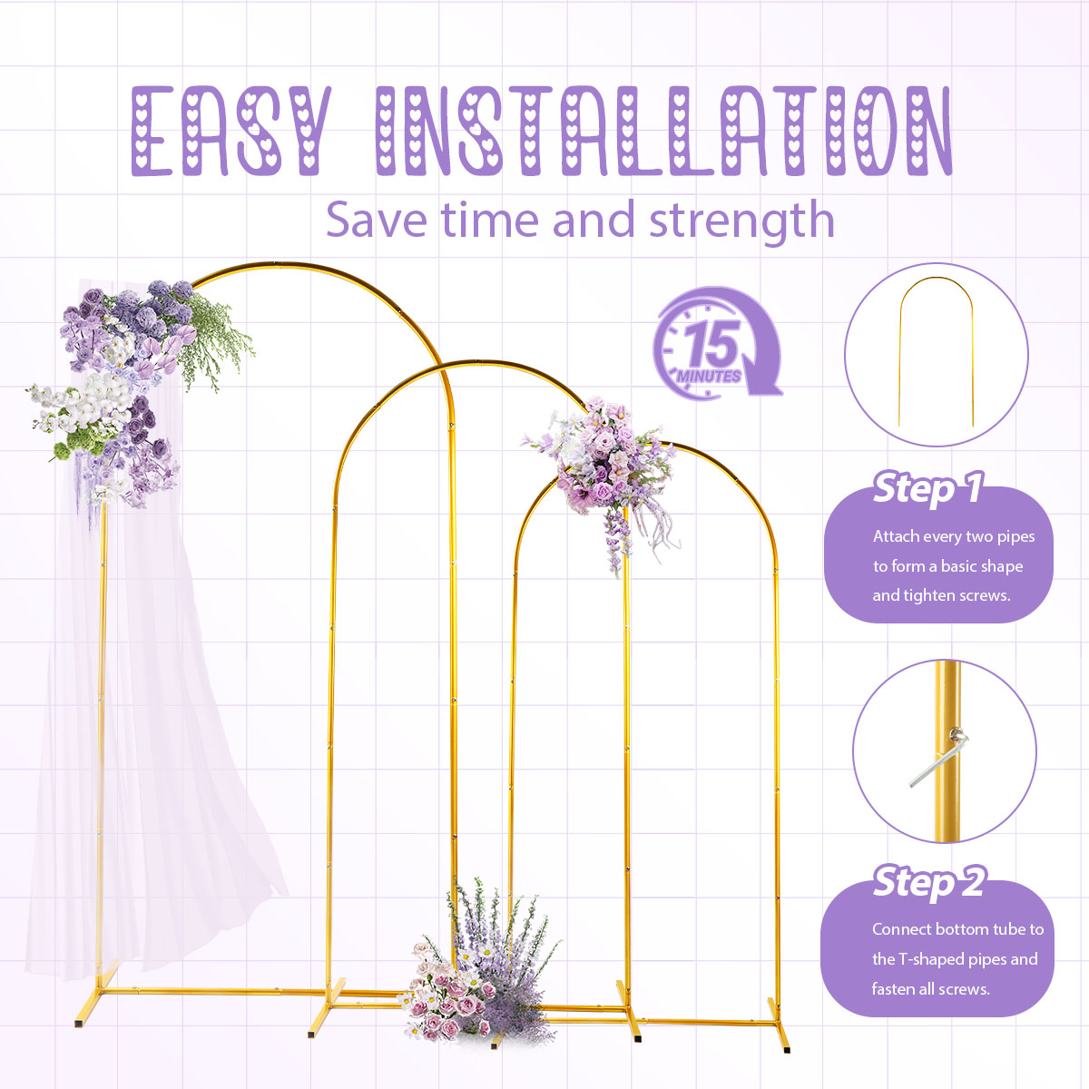 ชุดโครงเหล็กโค้งสีทอง 3 ชิ้น ป - Balloon Arch Kit บทวิจารณ์และราคา